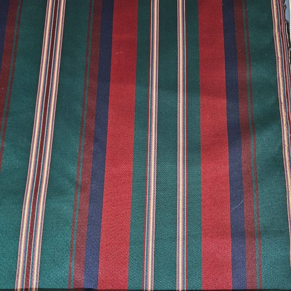 Striped Green Maroon Merlot Upholstery Fabric Material 57" By The Yard
